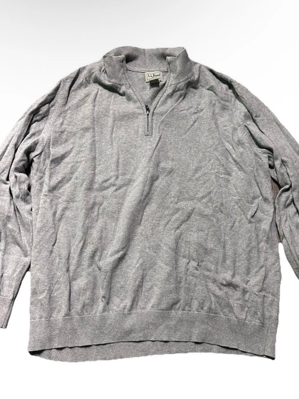 Men’s LL Bean Grey 1/4 Zip Grey Sweater Size XXL